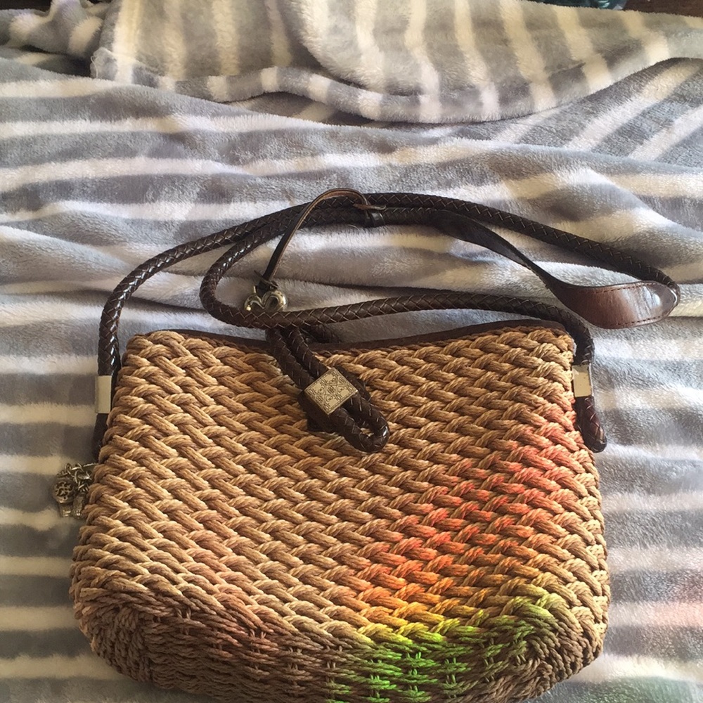 Brighton weaver silver brown tan bag